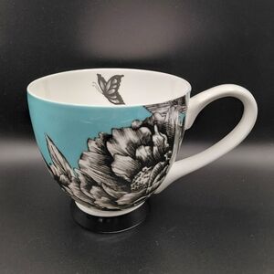Portobello By Inspire Bone China Teal Floral With Butterfly Mug